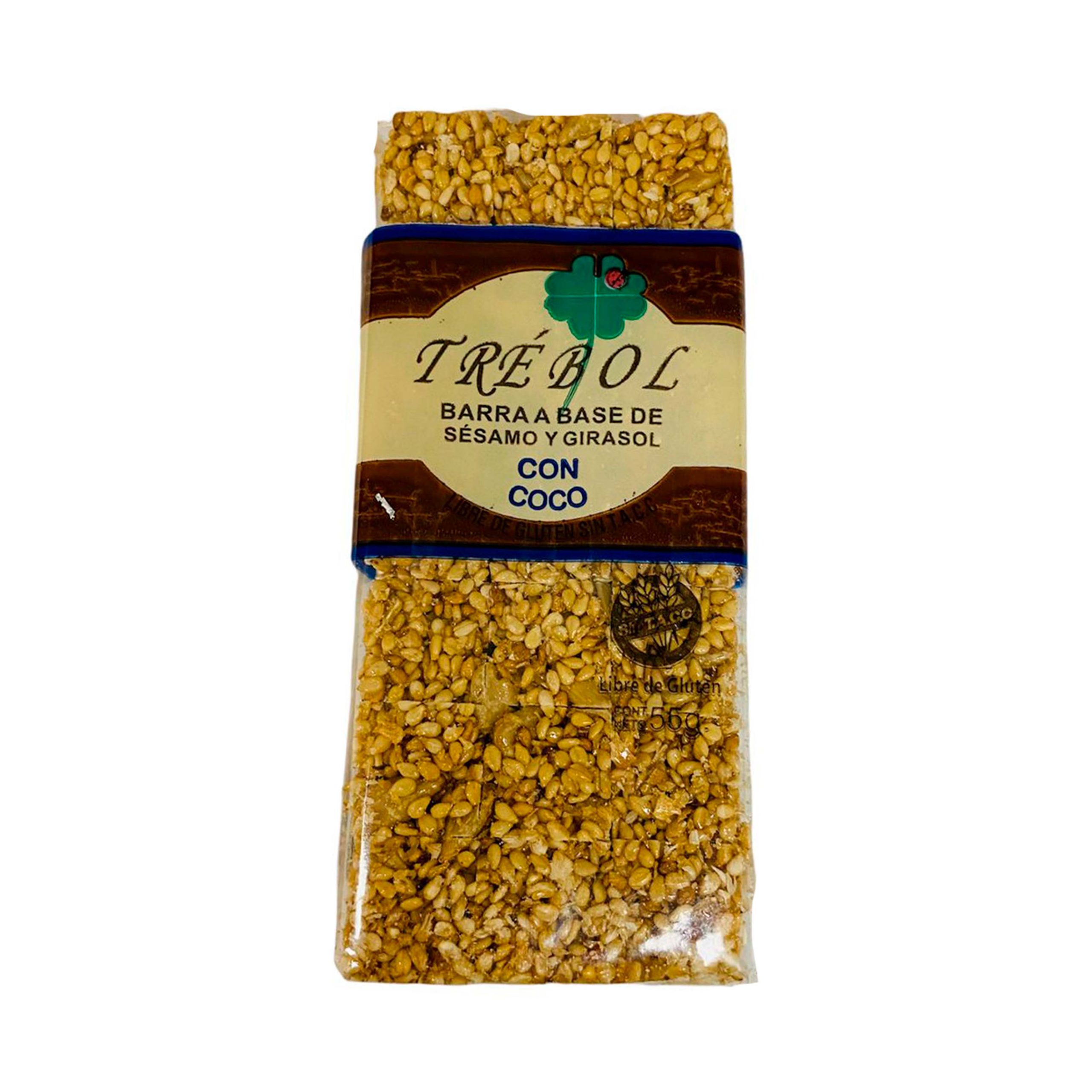 Barrita a base de Sésamo y Girasol con Coco (Trébol) x55gr 7798183350052 arg sintacc 98